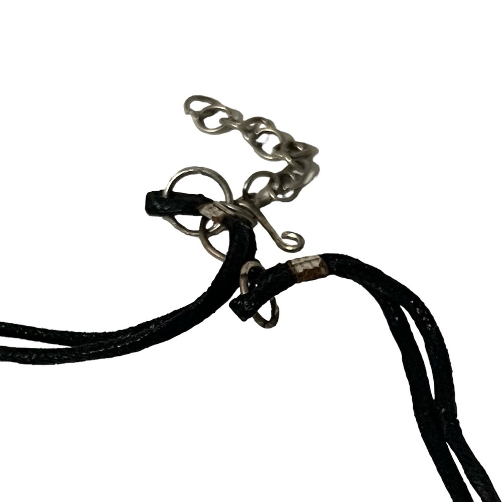 Silver Spoon Flare with Black Fabric Rope Strap 9.5” Necklace - Picture 2 of 4